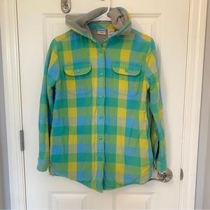 L.L. Bean fleece lined flannel shirt with hood 14-16
